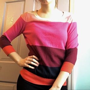 Pink Color Block Sweater